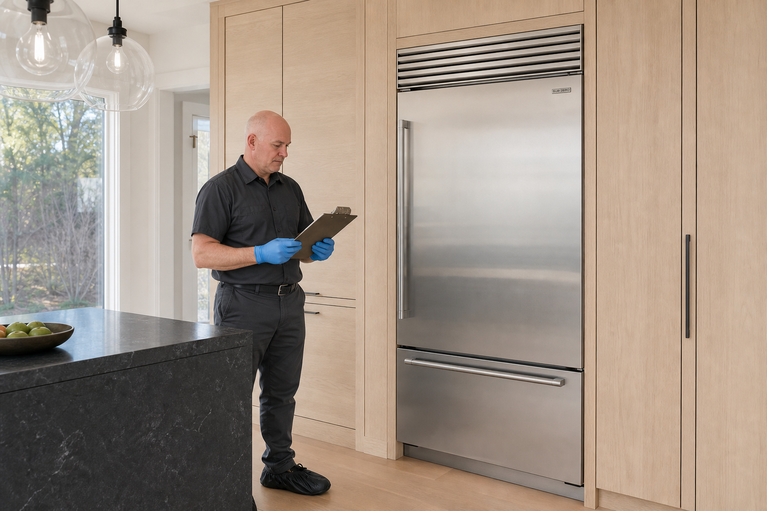 Built-in refrigerator prepared for a professional diagnostic visit