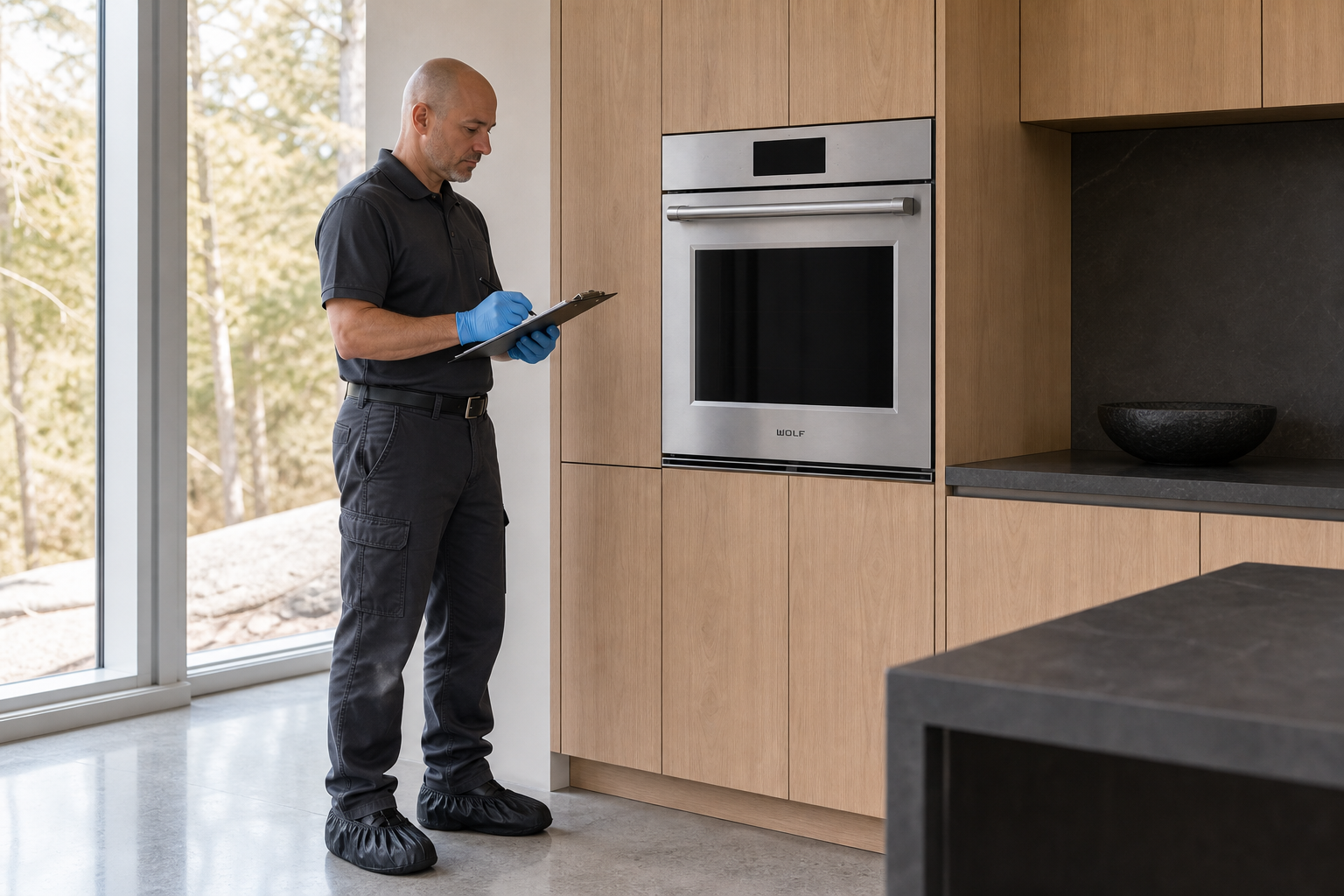 Built-in wall oven prepared for a professional diagnostic visit