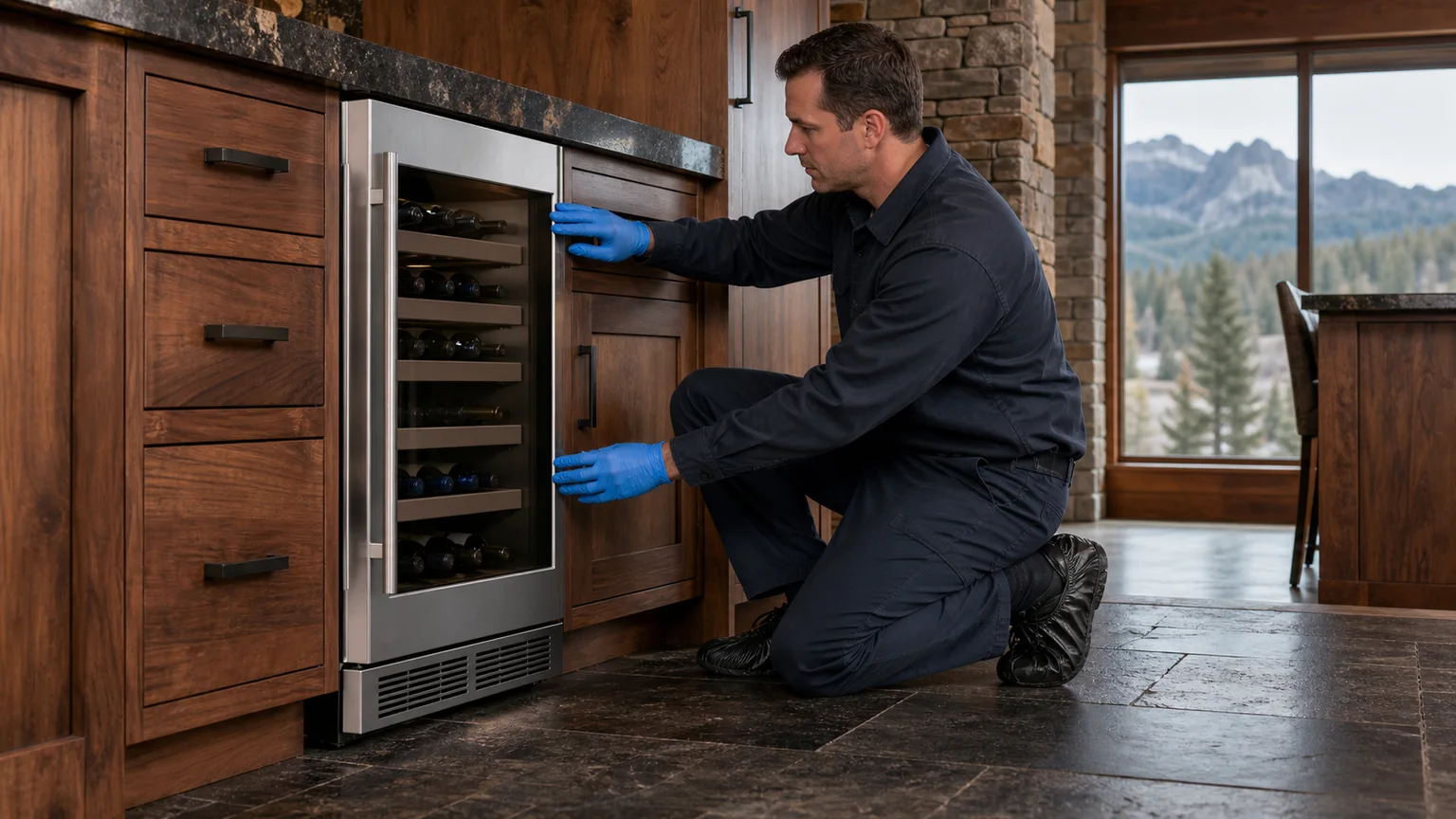 Built-in wine cooler prepared for a professional diagnostic visit